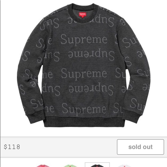 Supreme SS18 Jacquard Logo Crewneck Size Large - Picture 2 of 3